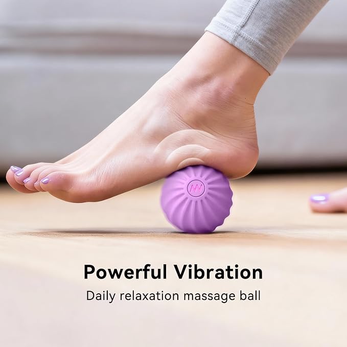 2.4" Mini Electric Vibrating Massage Ball, 10-Speed Fitness Yoga Massage Roller for Palm, Hand, Foot, Leg, Neck, Back, Multi-Directional Massage Ball (Lavender)