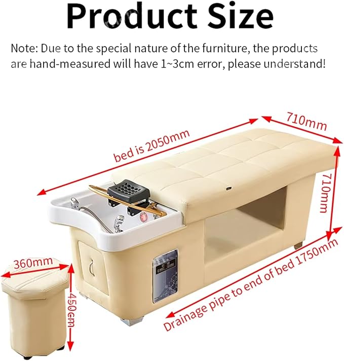 Massage Shampoo Bed,Multifunctional Head Treatment Bed,Supports Water Circulation｜Fumigation｜Light Therapy Massage Table for Spa Beauty Salon