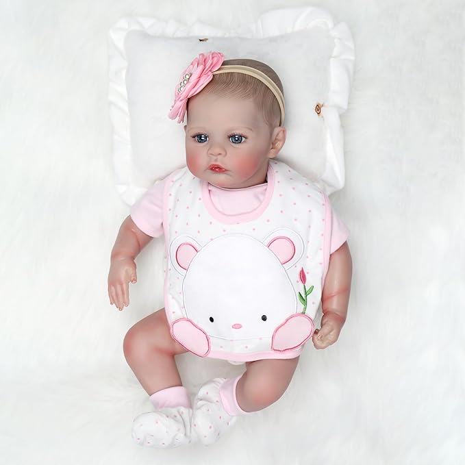 Ktaxon Reborn Baby Doll with 2 Set Clothes, 20-Inch Soft Cloth Body Realistic Baby Doll with All Accessories, Newborn Baby Dolls for 3+ Year Old Girls & Boy (White)