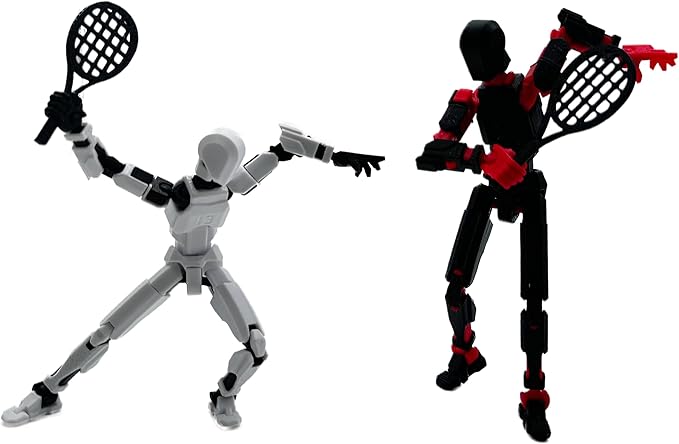 3D Printed 5.54-inch Multi-Jointed Action Figures Dummy13, Full Body Mechanical Movable Toy, Multiple Accessories, Hand Painted Figure, Desk Decoration, Creative Gifts (Sport-set2)