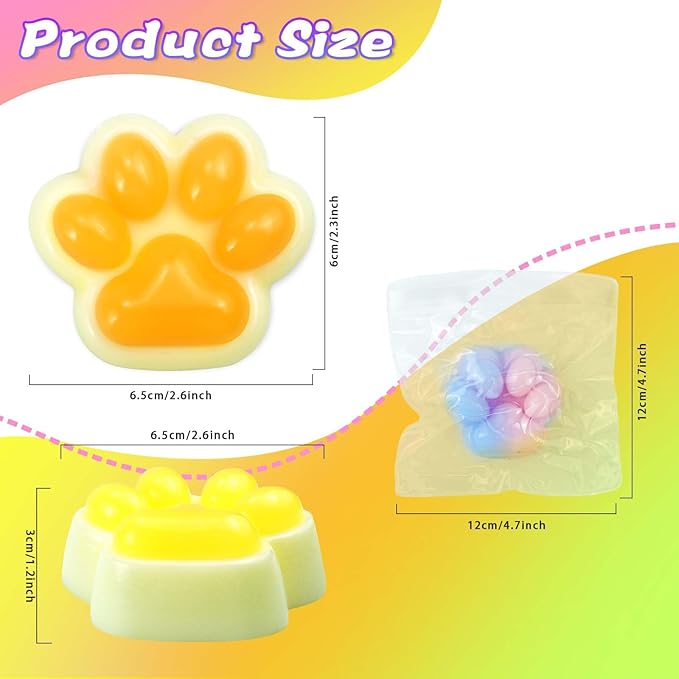 Cat Paw Squishies Fidget Toys, Hand Made Soft Cute Squeeze Sensory Toys for Autism, Goodie Bags Stuffers Birthday