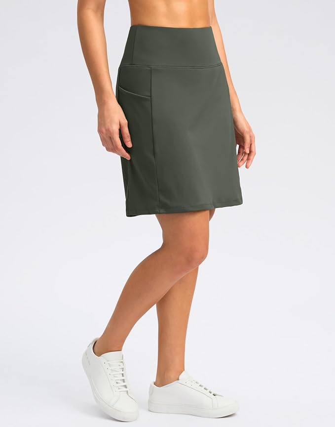Women's 18" Skorts with 4 Side Pockets High Waisted Long Golf Skirt | Soft, Lightweight, Stretch, Breathable, Mesh Built-in Shorts, Athletic, Tennis, Dressy, Casual