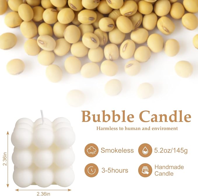 2-Pack Handmade Soy Wax Aromatherapy Candle - White Cube & Female Body Shaped, Scented Decorative Candle for Bedroom, Bathroom & Wedding