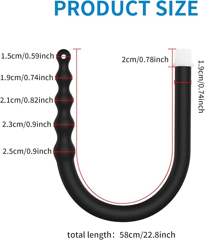 Shower Enema Douche Nozzles , 4 Holes Water Spray Comfortable Silicone Nozzles Enema , Reusable Shower Enema Hose, Black