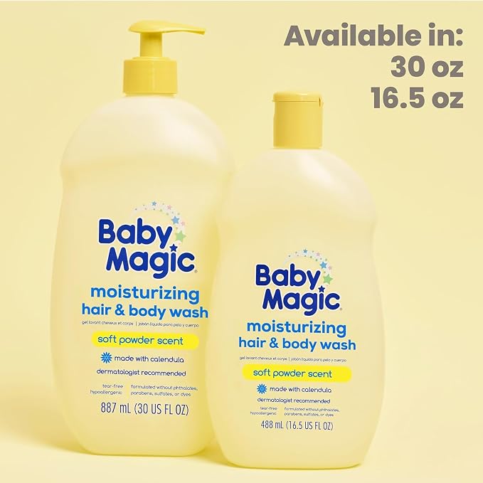 Baby Magic Moisturizing Hair & Body Wash, 16.5 Fl Oz | Moisturizing, Made with Calendula, Tear Free
