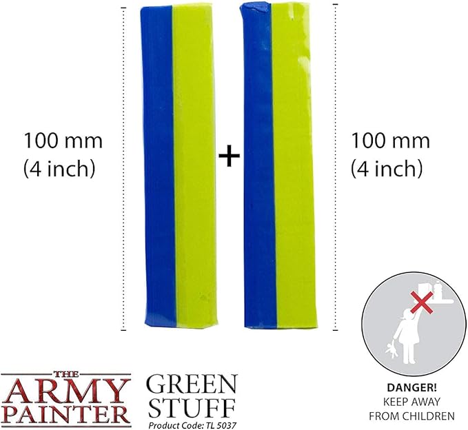 The Army Painter Green Stuff, 2 Part Modelling Clay, 20cm, Mouldable Model Putty Modelling Compound for Miniatures, Easy-to-Knead Green Putty Epoxy Clay for Sculpting