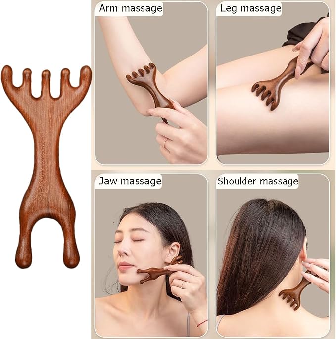 OULIGET Natural Wooden Nose Guasha Massage Tools Anti-Static, Eyes Facial Wood Gua Sha Tool,face Manual Massager Tool, Multifunctional Handheld Meridians Acupoint Massage Tool,1 Pieces.