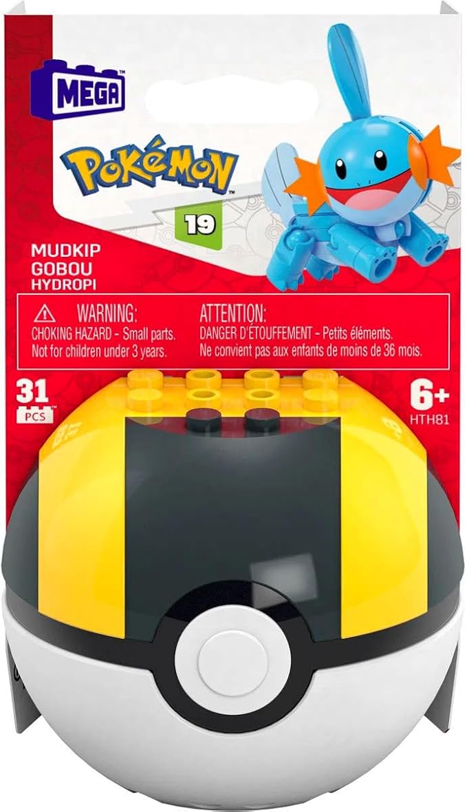 MEGA Pokémon Poké Ball Building Set, Series 19, 6 Figures Including Mudkip, Alolan Meowth, Torchic, Alolan Rattata, Treecko, and Alolan Vulpix FPM00-963K