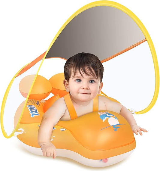 LAYCOL Baby Swimming Float with UPF50+ Sun Canopy Baby Floats for Pool No Flip Overbaby Pool for Baby Age of 3-36 Months