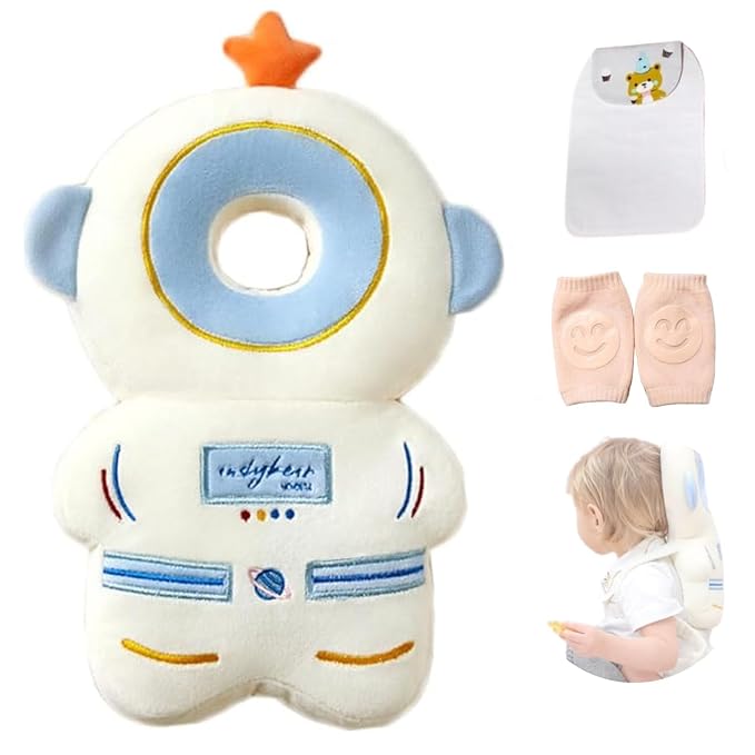 Baby Head Protector Backpack, Toddler Baby Head Protection Backpack with Baby Knee Pads Alarm Function for Walking & Crawling, Soft, Breathable and Wearing Safety Baby Head Protector
