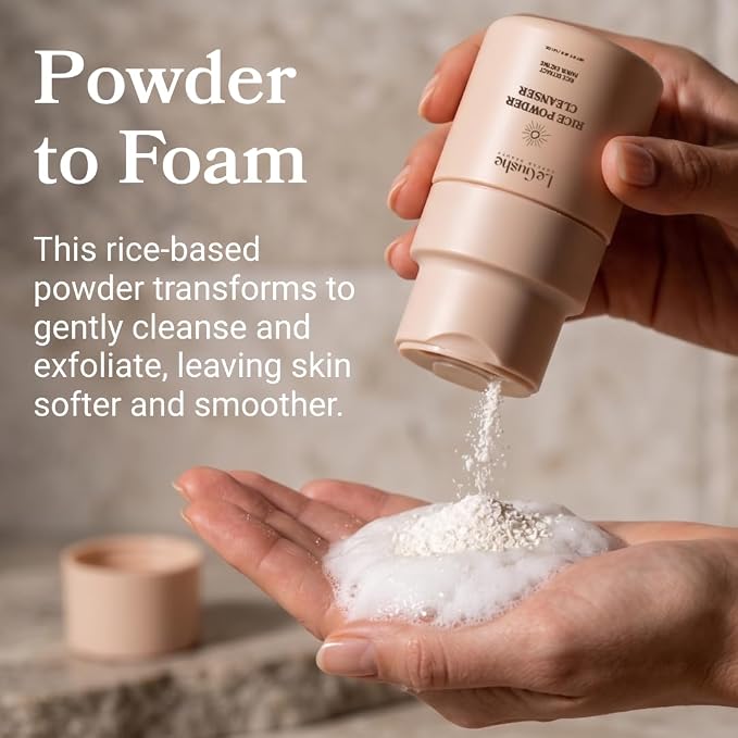 LE GUSHE New 2026 Rice Face Wash Powder Cleanser for Gentle Skin Exfoliation, Korean Skincare Enzyme Powder Face Wash, Foamy Rice Exfoliator for Skin, 40g