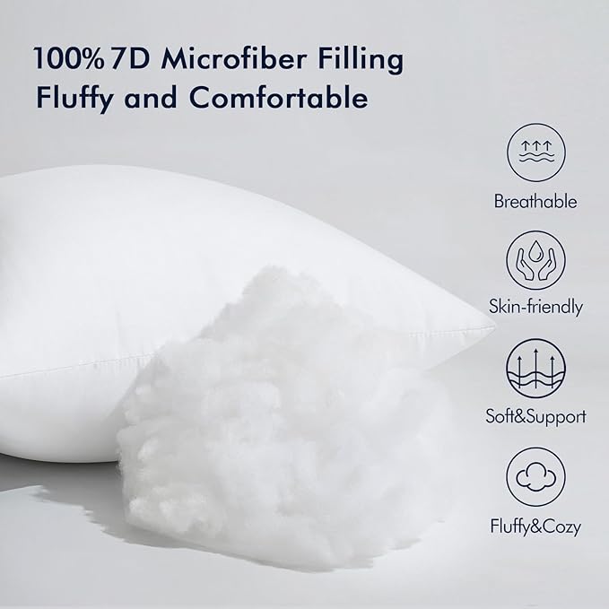 MIULEE 16x16 Inch Throw Pillow Insert for Couch Sofa Bed | Premium Virgin Filling, Soft Brushed Fabric, Decorative Pillow, Lumbar Back and Neck Support