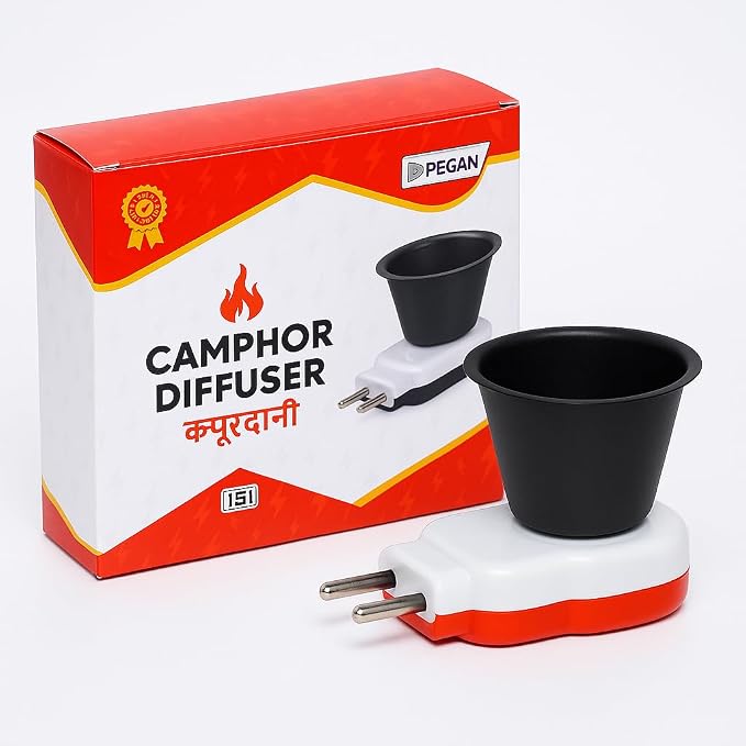 Electric Wooden Camphor Burner & Essential Oil Diffuser | Kapoor Dani for Pooja, Havan, Meditation | Fragrance Diffuser & Kappor Stand for Home & Office Use (Black)