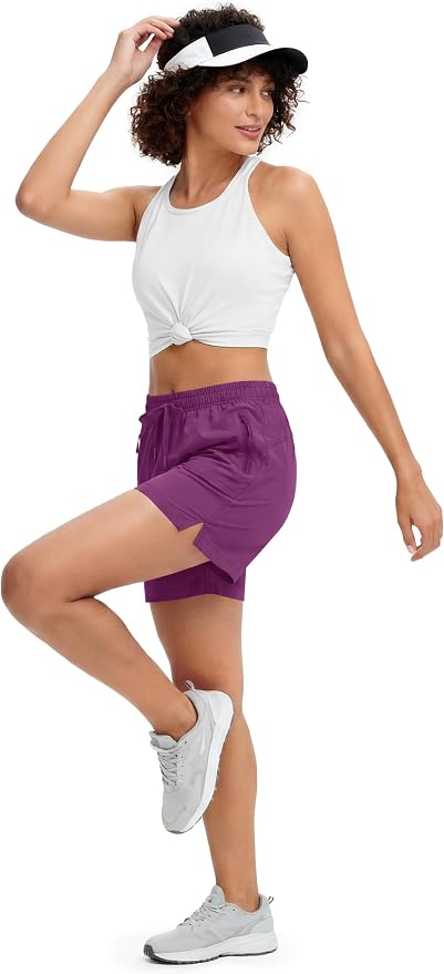 MAGCOMSEN Women's 5" Hiking Shorts UPF 50+ Quick Dry Lightweight Athletic Running Golf Summer Casual Shorts with Pockets
