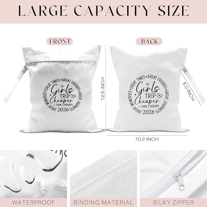 2Pcs Girls Trip Gifts Wet Dry Bag, Beach Bag Wet Bag Favors, Aloha Bags for sunscreen Swimsuit Toiletry Travel Essentials For Women, Beach Travel Laundry bags for Dirty Diaper Swimsuit Gifts
