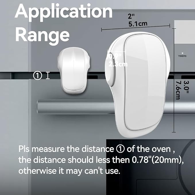 EUDEMON Child Safety Heat-Resistant Oven Door Lock, Oven Front Lock for Kids Easy to Install, Use Adhesive,No Screws or Drill (1 Pack,White)(ONLY for Flat Surface)