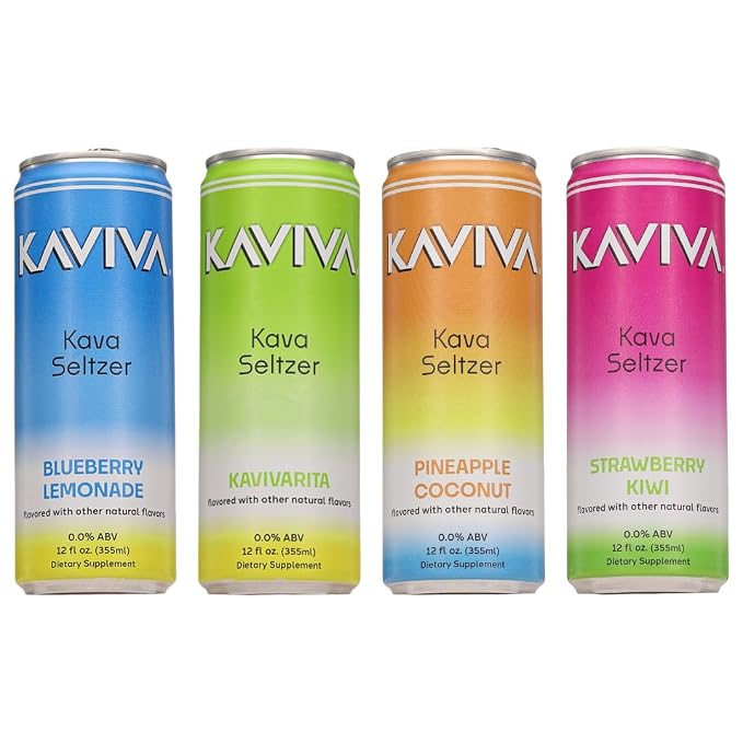 Kaviva | Kava & Seltzer | Relaxation Drink | 50 calories | All Natural | Non-ALC Functional Beverage | Refreshing Alternative | Clean Ingredients