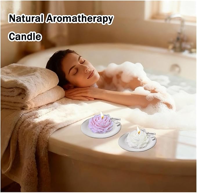 Peony Candles Gifts for Women, Soy Wax Aromatherapy Candle, Room Decor Cute Flower Shaped Scented Candles (White+Pink)