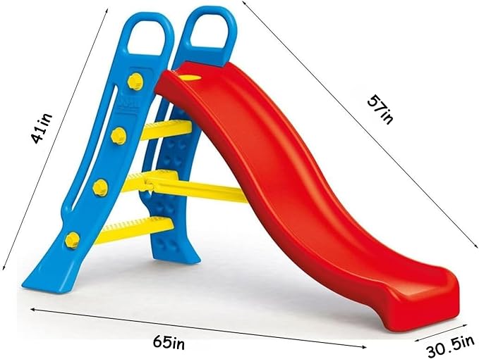 DOLU Big Water Slide - Colorful Plastic Outdoor Water Slide, Attach to Garden Hose for Water Feature, Indoor Use Too, Kids and Toddlers Ages 2 and up