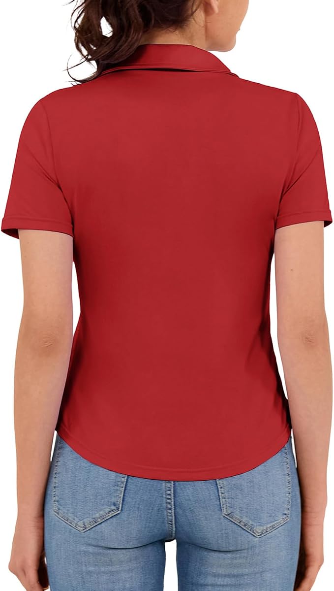 JACK SMITH Women's Golf Polo Shirt V Neck Short Sleeve Tennis Shirt Sun Protection Moisture Wicking Athletic Tops