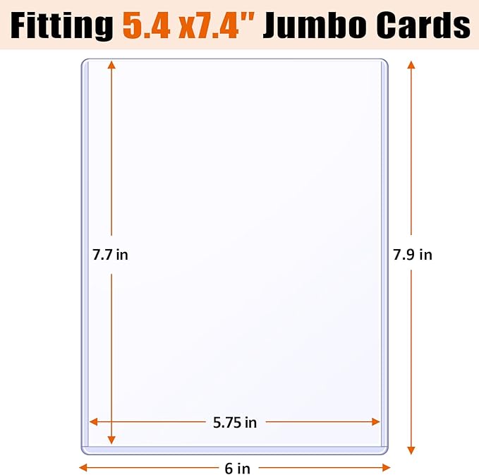 Jumbo Card Hard Sleeves, Top Loader for 5.4x7.4″ Jumbo Card -12 Pack