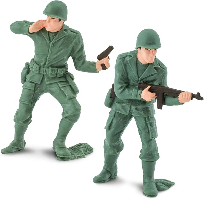 Safari Ltd. Army Men Designer TOOB - 6 Figurines: Prone, Kneeling, Standing Infantry, Staff Sergeant, Commander, Radio Operator - Educational Toy Figures For Boys, Girls & Kids Ages 3+
