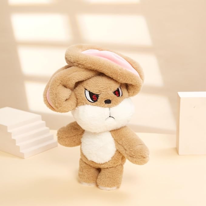 Bunny Plush Toy Stuffed Animal Funny Rotating Head Rabbit Plush Pillows Toy Cute Sensory Soft Stuffed Animals Doll That Show Your Mood Stuffed Bunny For Easter Christmas Birthday Gift，11in(Khaki)