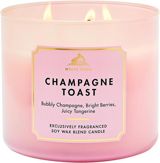 Bath & Body Works Champagne Toast 3-Wick Candle - Scented Candle for At-Home Use - Long-Lasting, Room-Filling Fragrance - High Fragrance Oil Concentration - Soy Wax Blend