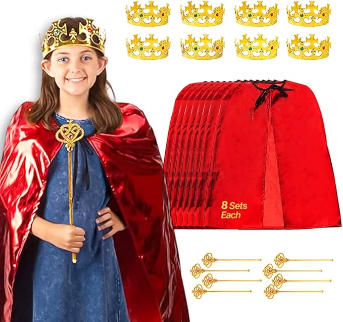 Tigerdoe King Party Set for Children - Royal King Costume - 24 pc Set for Kids- Dress Up for Pretend Play- Child Role Play- Costume Accessories