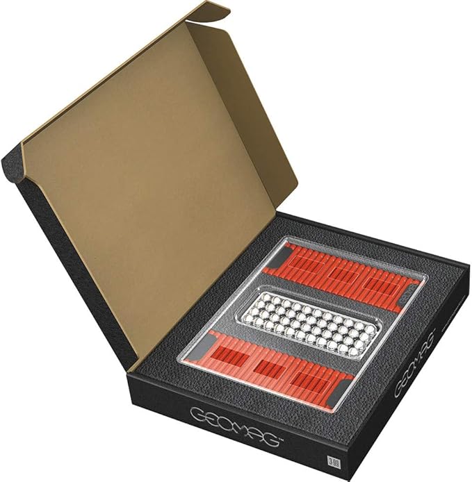Geomag Masterbox Magnetic Toys for Kids Ages 8+, 248pc Red Educational STEM Magnets for Kids - Swiss-Made Magnetic Blocks, Tiles and Building Toys from 100% Recycled Plastic