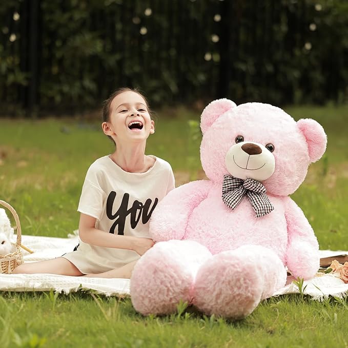 Poutmac 47 inch Giant Teddy Bear Stuffed Animal Big Plush Teddy Bear Valentine's Gift for Girlfriend Soft Stuffed Bear Animals for Christmas,Birthday,Mother's Day (Pink, 47 inch)
