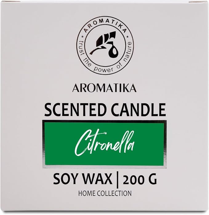 Scented Candle Citronella 200g - Aromatherapy Candle - Soy Wax Candles for Home Scented - Glass Candle Gift - Home Scented Candles - Aroma Freshener - Fresh Soy Wax Candle