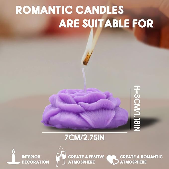 3 PCS Low Temperature Candles Solid Color Peony Flower Scented Candles Adult Low Heat Romantic Wax Play Candles Valentines Day Lovers, Couples
