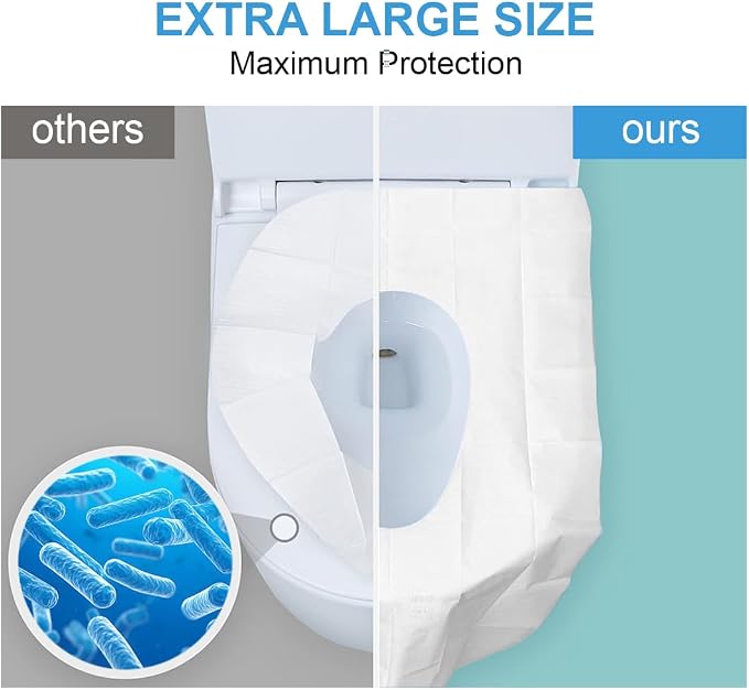 Toilet Seat Covers Disposable for Travel Waterproof 24.4x25.6in Potty Training Cover 20Pcs Individually for Public Restrooms Airplane Non Flushable
