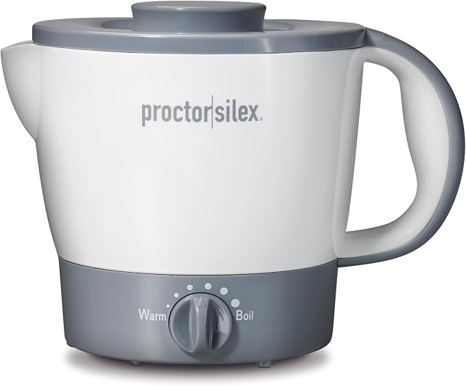 Proctor Silex 32oz Adjustable Temperature Hot Pot, Electric Kettle for Tea, Boiling Water, Cooking Ramen, Noodles and Soup, PFAS-Free Nonstick Coating, White (48507MN)