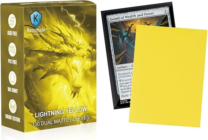 Lightning Yellow Dual Matte Card Sleeves, Katomula Card Sleeves for MTG, Standard Card Sleeve for MTG, PKM, Flesh & Blood