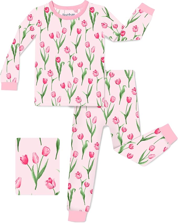Bamboo Viscose Toddler Girls Kids Pajamas Unicorn Mermaid Pjs Long Sleeve Snug fit 12M-8Y 2pcs Soft Jammies