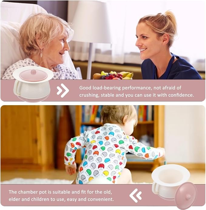 POPETPOP Thickened Elder Chamber Pot 8.26In Plastic with Lid & Handle – Odor-Locking Bedside Urinal for Elderly & Kids – Drop-Resistant for Home, Travel