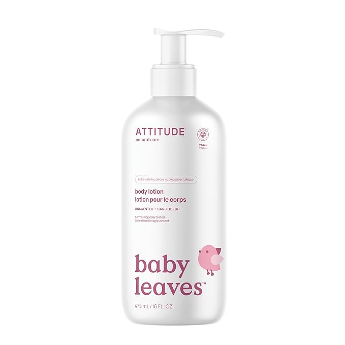 ATTITUDE Baby Lotion, Fragrance-Free Gentle Daily Hydration, Helps Keep Skin Soft & Smooth, EWG Verified, Dermatologically Tested, Vegan, Unscented, 16 Fl Oz