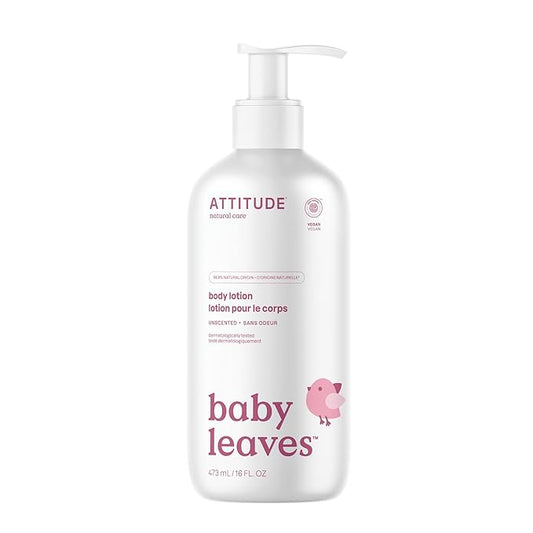 ATTITUDE Baby Lotion, Fragrance-Free Gentle Daily Hydration, Helps Keep Skin Soft & Smooth, EWG Verified, Dermatologically Tested, Vegan, Unscented, 16 Fl Oz