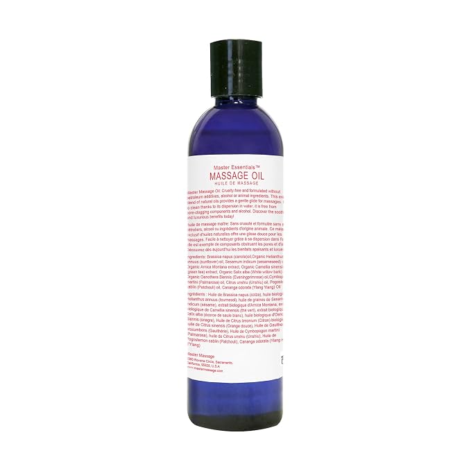 Master Massage Organic Massage Oil - 8 fl oz, Exotic Sense, Water-Soluble, Skin-Nourishing Formula for Relaxation, Ideal for Massage Therapy and Home Use, Pack of 1