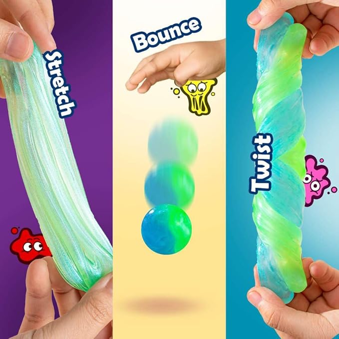WATERELF Putty for Kids, Fidget Stress Relief Play Putty for Boys Girls Adults, Non-Sticky Therapy Toys - 3.11 Inch 3.2 Oz - P009-Blue/Green