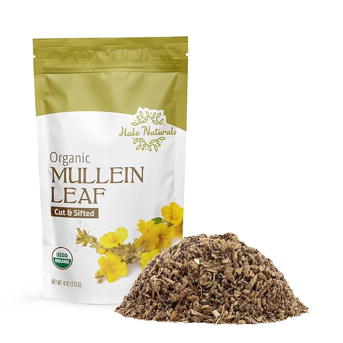 Organic Mullein Leaf Cut & Sifted, 4 Ounces (Verbascum thapsus) USDA Certified | Resealable Pouch| Packaged in The USA (Pack of 1)