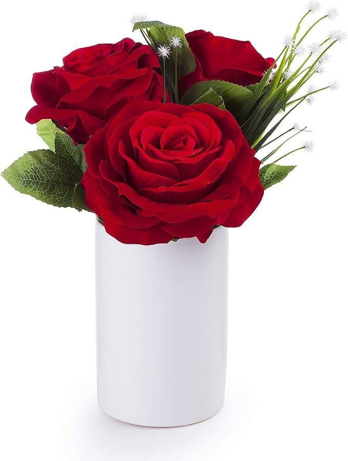 WGV Ceramic Cylinder Vase Bulk Width 4" Height 6" Elegant Unique Modern Matte Floral Container Planter Pot Centerpiece for Event Party Wedding Office Home Decor, Smooth White 12 Pieces