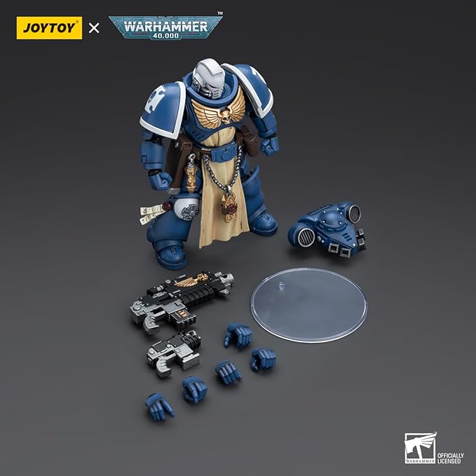 YIZRIO JoyToy Warhammer 40K Ultramarines Sternguard Veteran with Bolt Rifle 1:18 Scale Action Figure Mecha Joy Toy Collection Model 4.76 inch