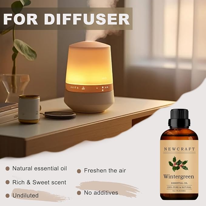 Wintergreen Essential Oils, 100% Pure and Natural Essential Oil for Aromatherapy Diffuser - Wintergreen/1 Fl Oz