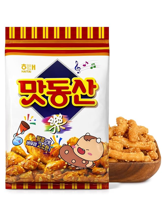 Matdongsan Korean Honey Peanut Snack, Sweet & Crunchy Peanut Coated Biscuit, 155g (5.47 oz)