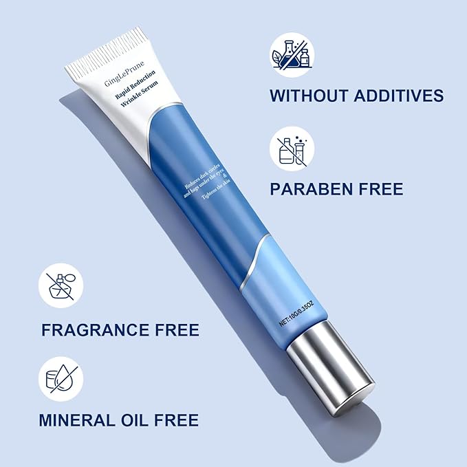 Under-Eye Bags and Wrinkles: Rapid-Reduction Serum, Instant Face Lift Cream. Anti-aging formula. Visibly reduces under-eye bags, wrinkles, dark circles, fine lines, and crow’s feet. 0.35 oz