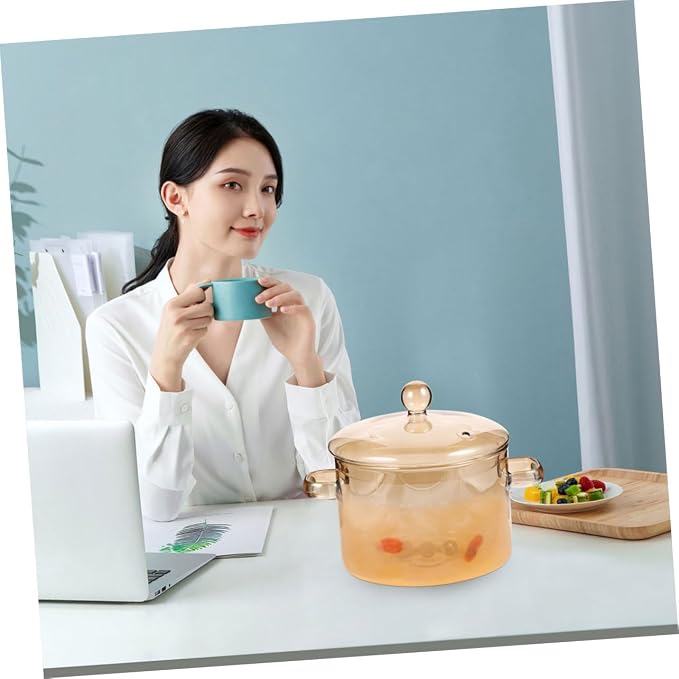 Heat Resistant Borosilicate Glass Stew Pot with Lid Kitchen Cookware for Cooking Stewing Capacity for Home Use Energy Efficient Design