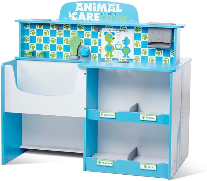 Melissa & Doug Animal Care Veterinarian and Groomer Wooden Activity Center for Plush Stuffed Pets (Not Included)